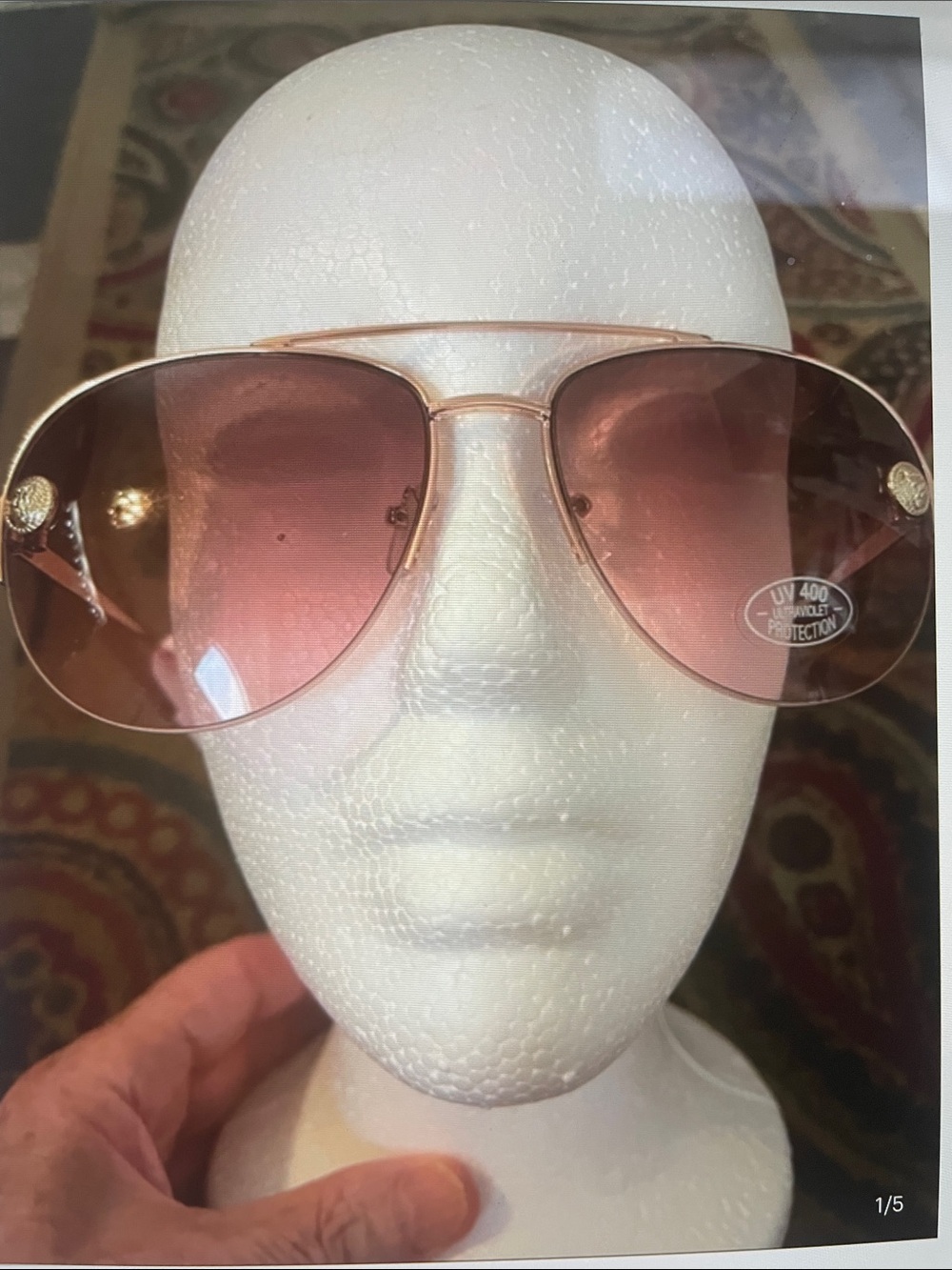 Womens Aviator Sunglasses - Rose Gold Frame with Pink Gradient Lenses
